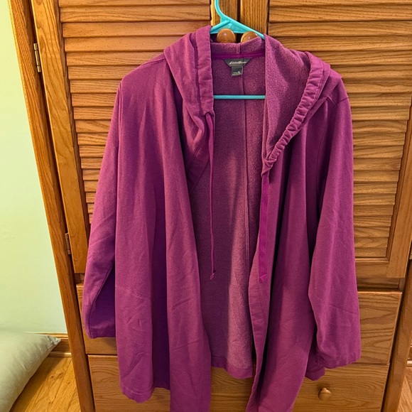 Eddie Bauer Jackets & Blazers - Eddie Bauer Magenta  Hooded Open Front Jacket Suze XL